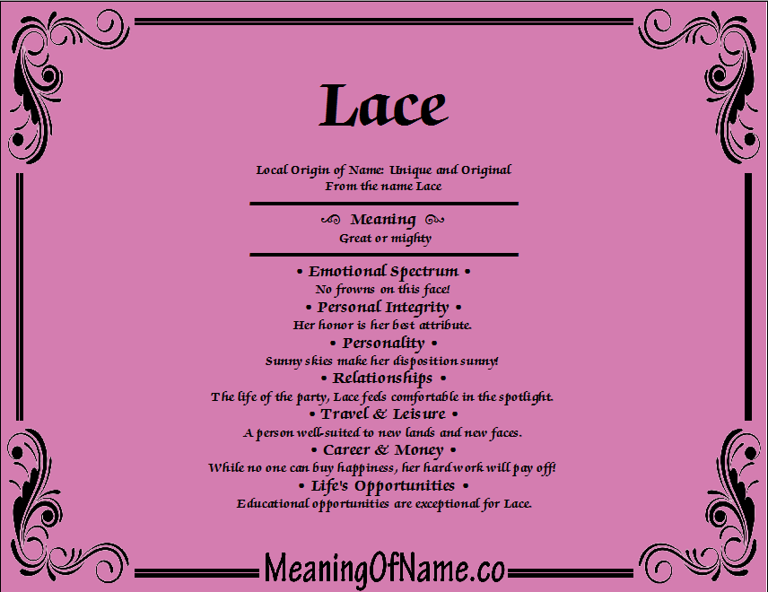 Meaning of Name Lace