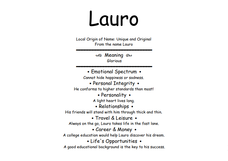 Meaning of Name Lauro