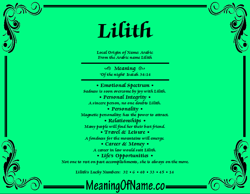 Co znamená Lilith?
