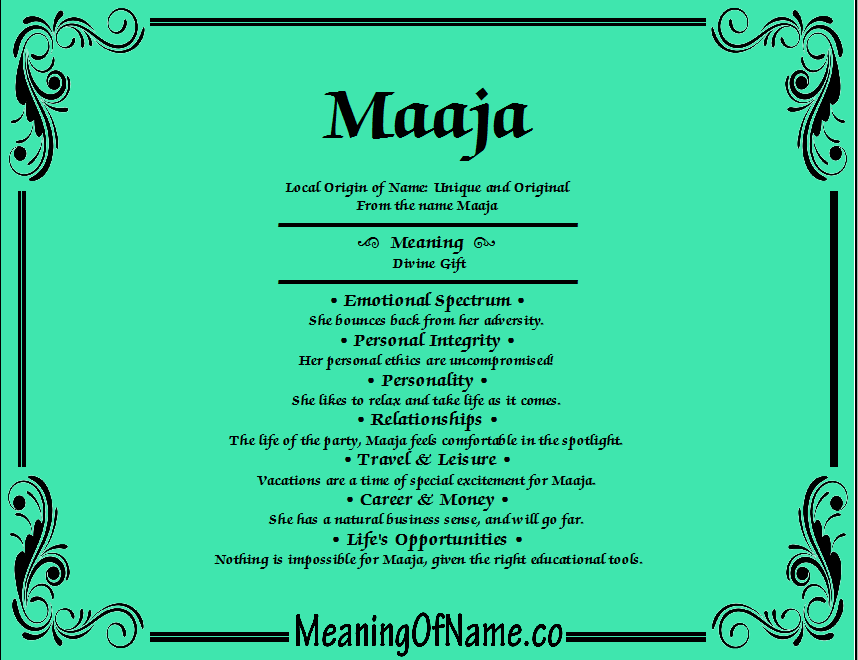 Meaning of Name Maaja