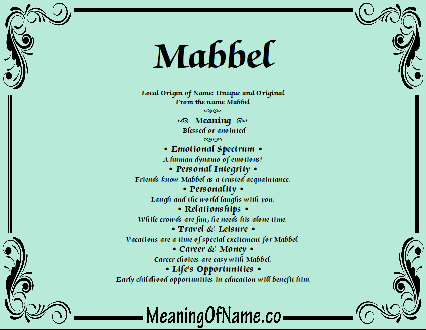Meaning of Name Mabbel