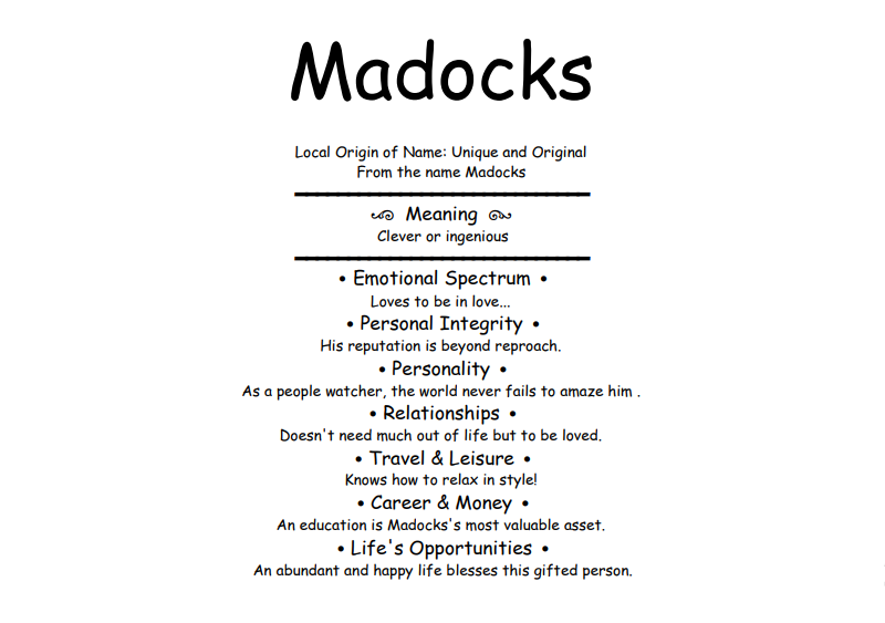 Meaning of Name Madocks
