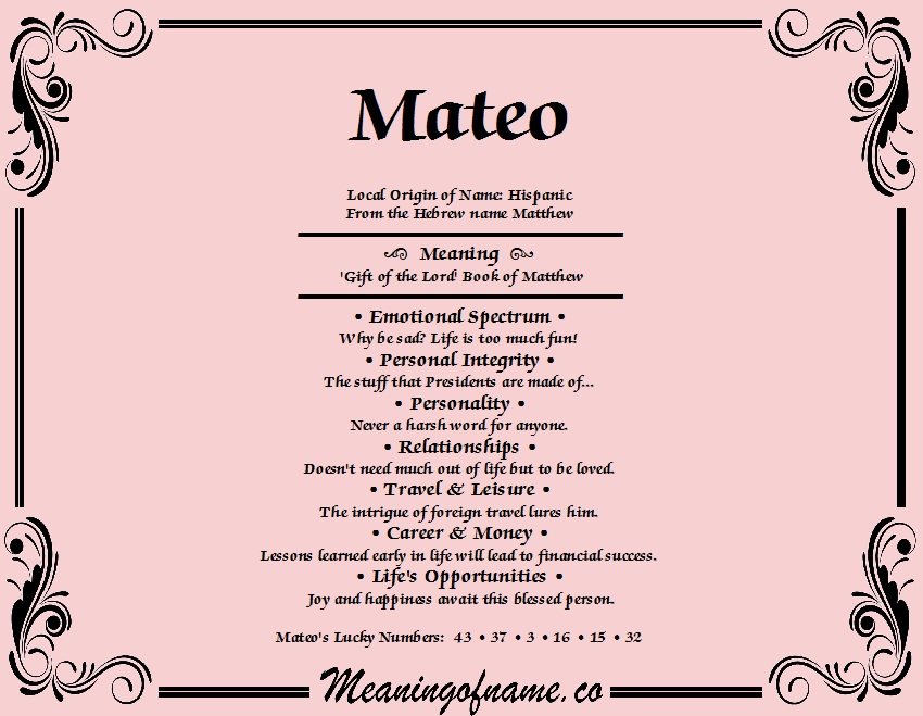 Mateo - Meaning of Name