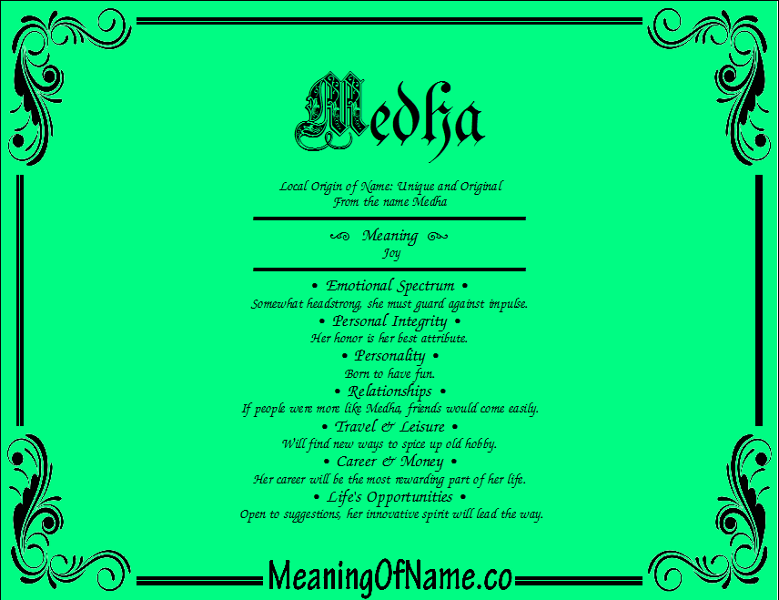 Meaning of Name Medha