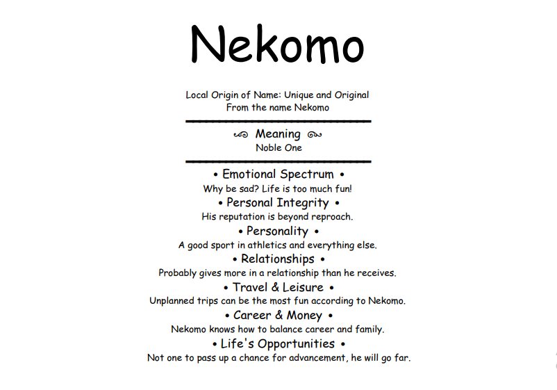 Meaning of Name Nekomo