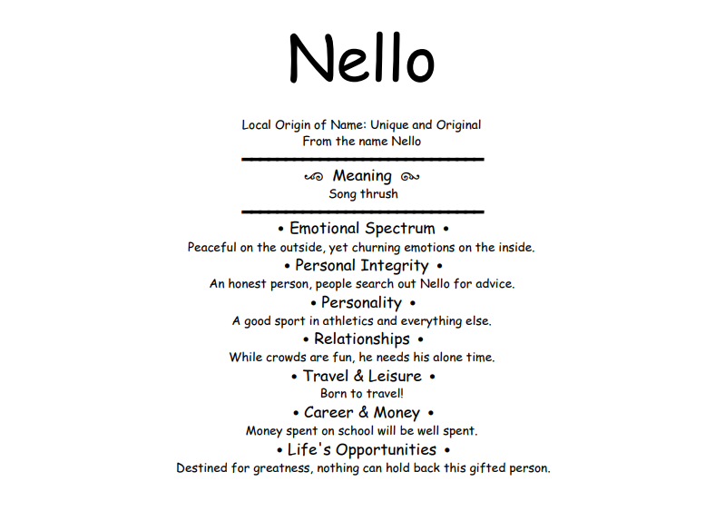 Meaning of Name Nello