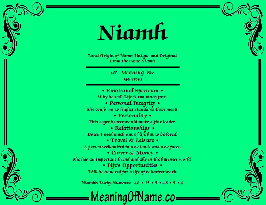 Meaning of Name Niamh