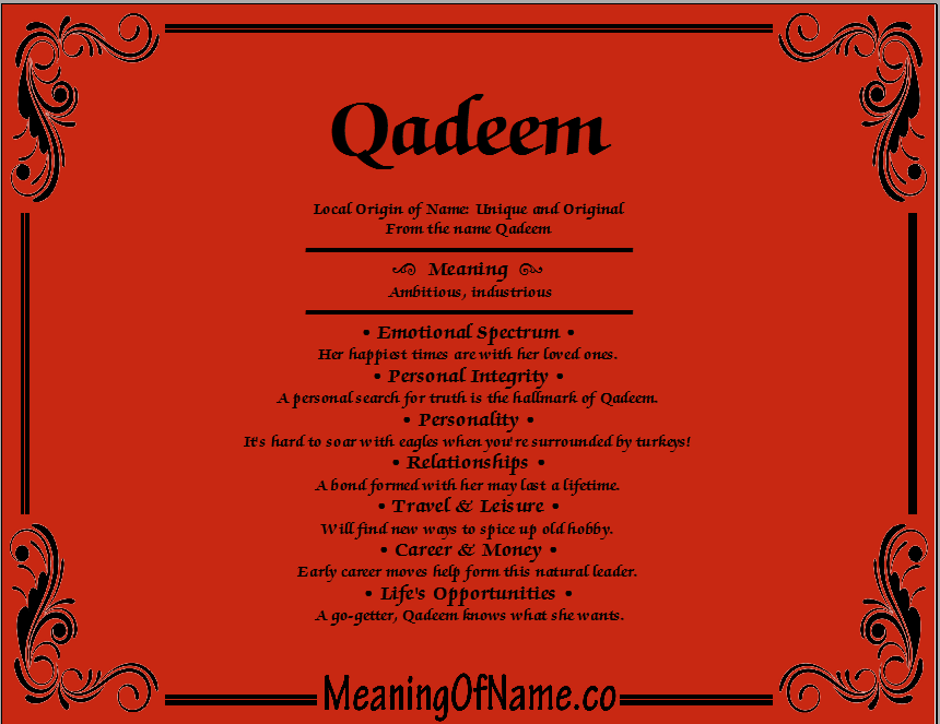 Meaning of Name Qadeem