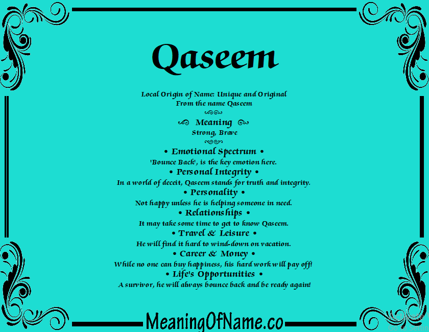 Meaning of Name Qaseem