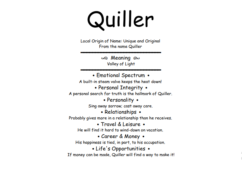 Meaning of Name Quilller