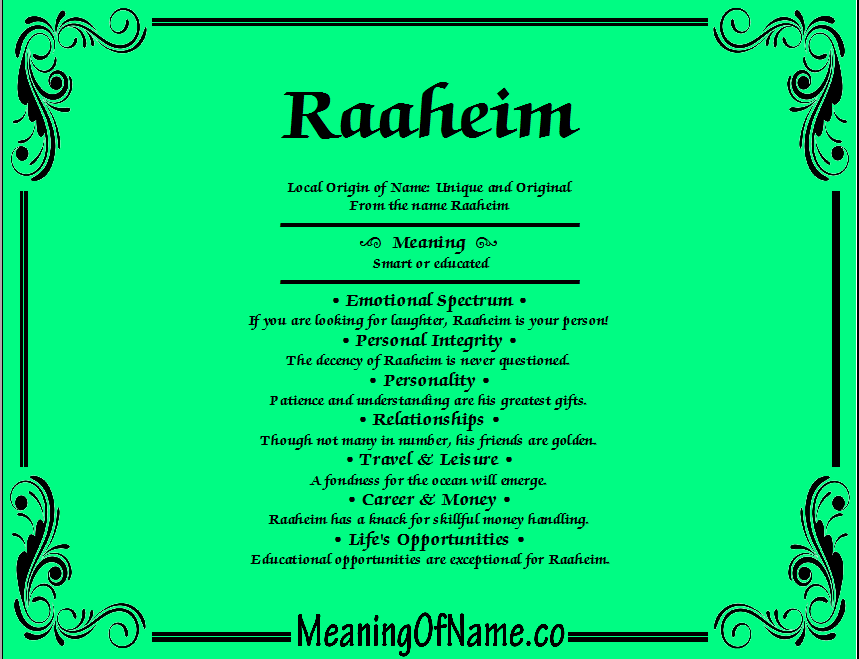 Meaning of Name Raaheim