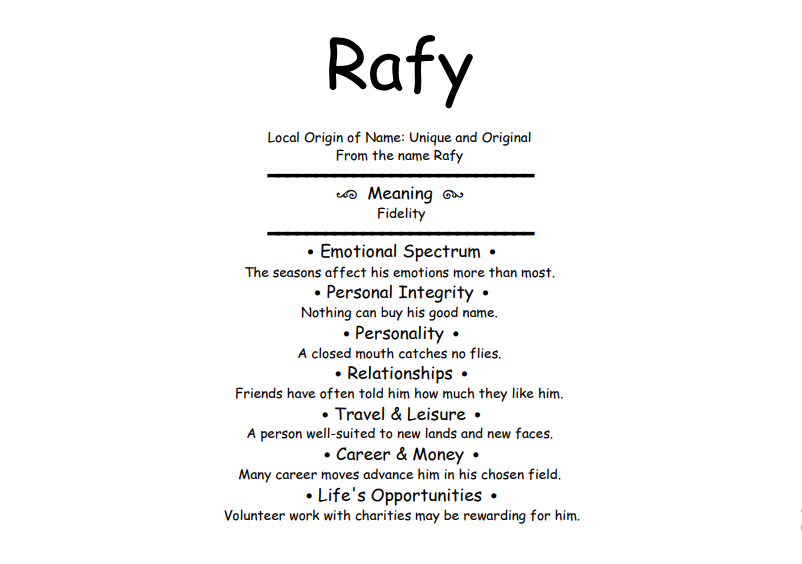 Meaning of Name Rafy