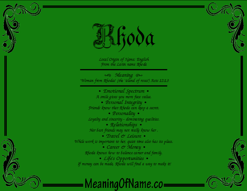 Meaning of Name Rhoda