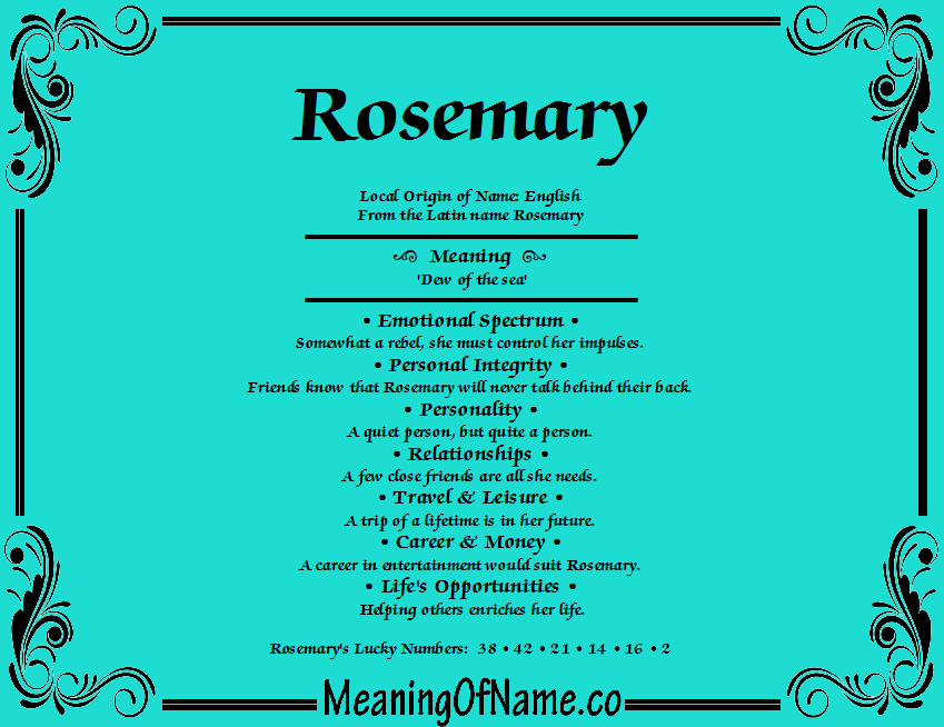 Rosemary Meaning of Name