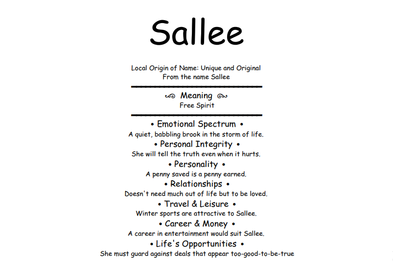 Meaning of Name Sallee