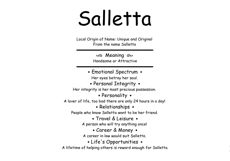 Meaning of Name Salletta