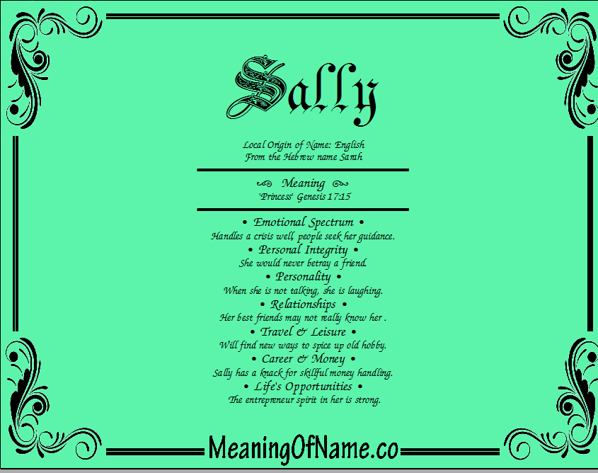 Meaning of Name Sally