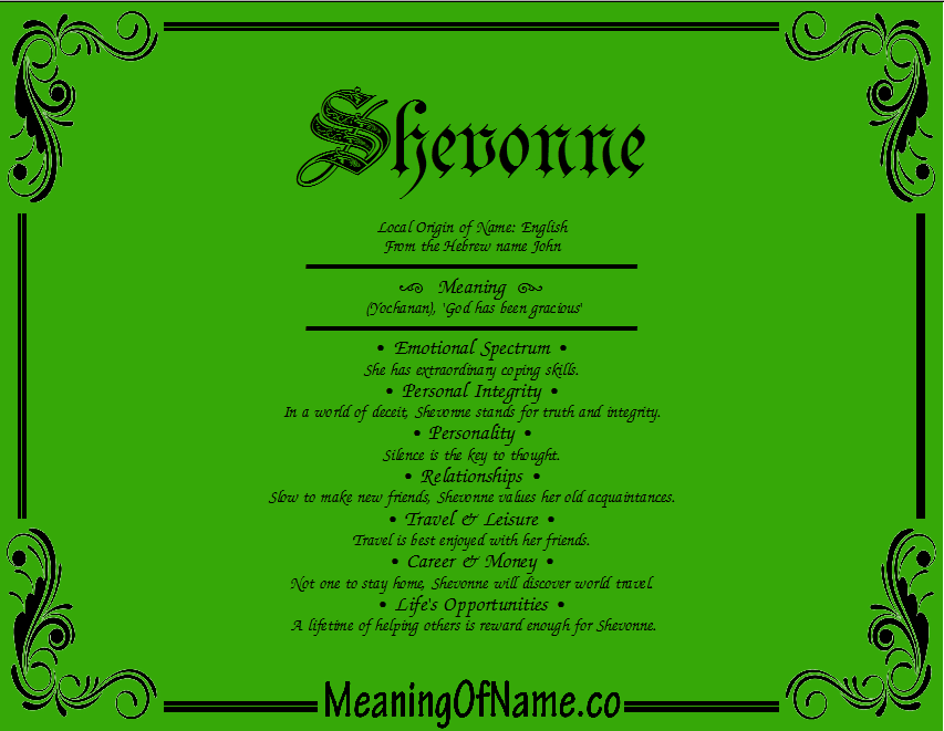 Meaning of Name Shevonne