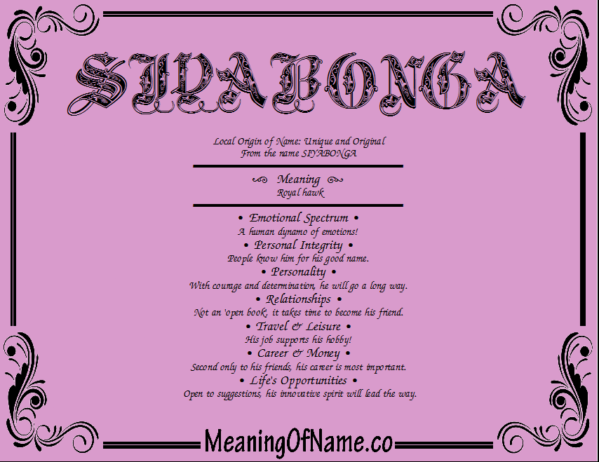 Meaning of Name Siyabonga