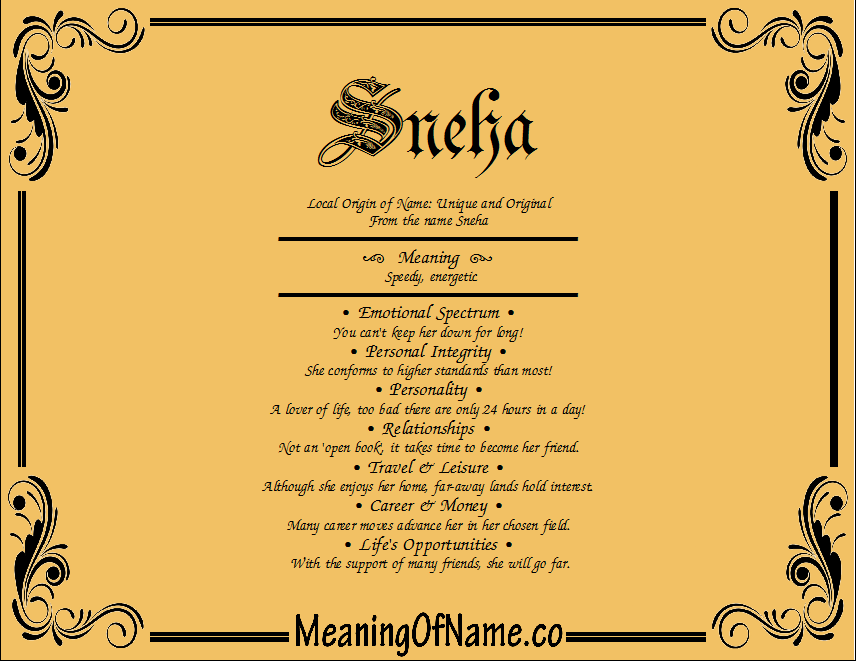 Meaning of Name Sneha