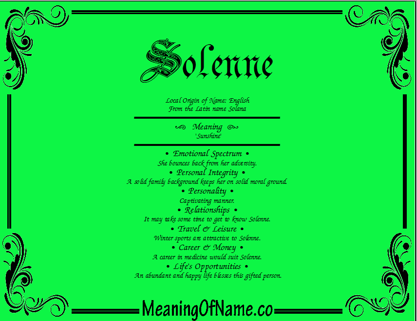 Meaning of Name Solenne