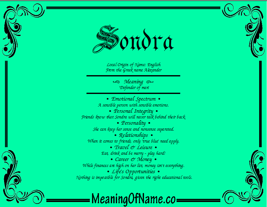 Meaning of Name Sondra