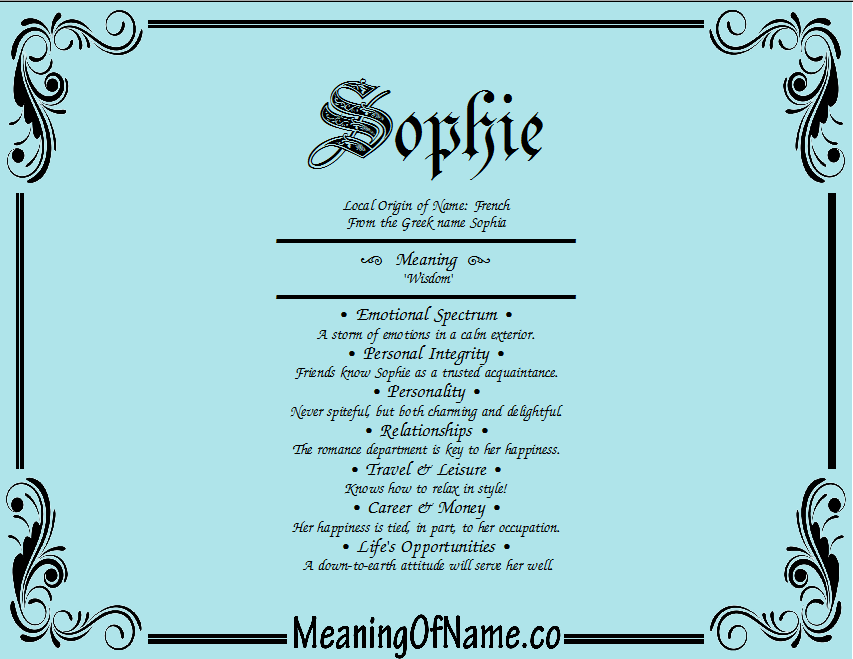 Meaning of Name Sophie