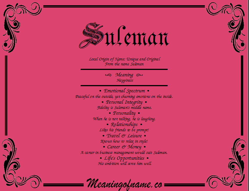 Meaning of Name Suleman