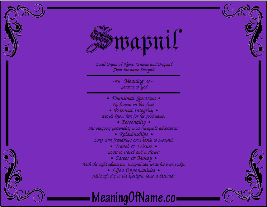 Meaning of Name Swapnil