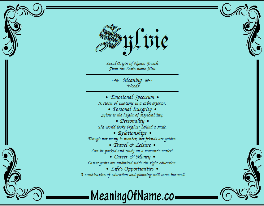 Meaning of Name Sylvie