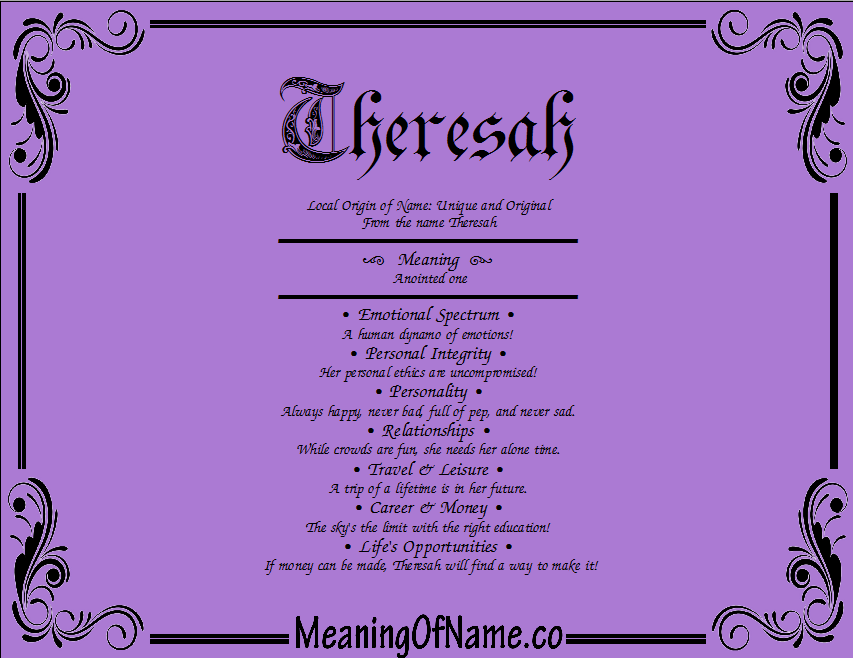 Meaning of Name Theresah