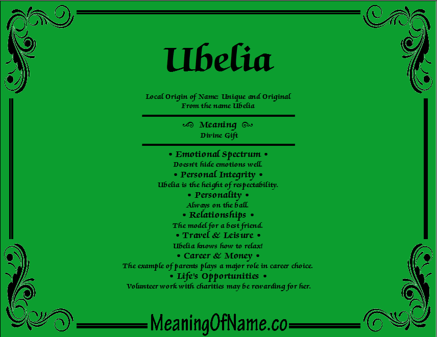Meaning of Name Ubelia