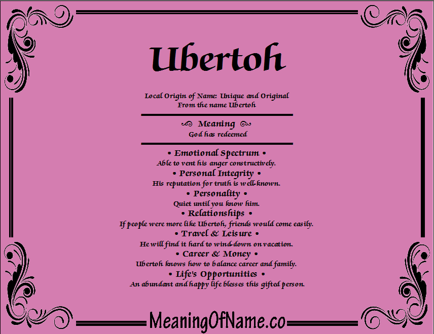 Meaning of Name Ubertoh