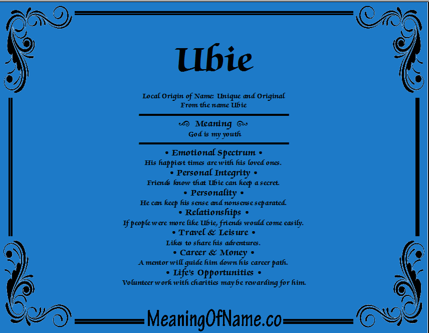 Meaning of Name Ubie