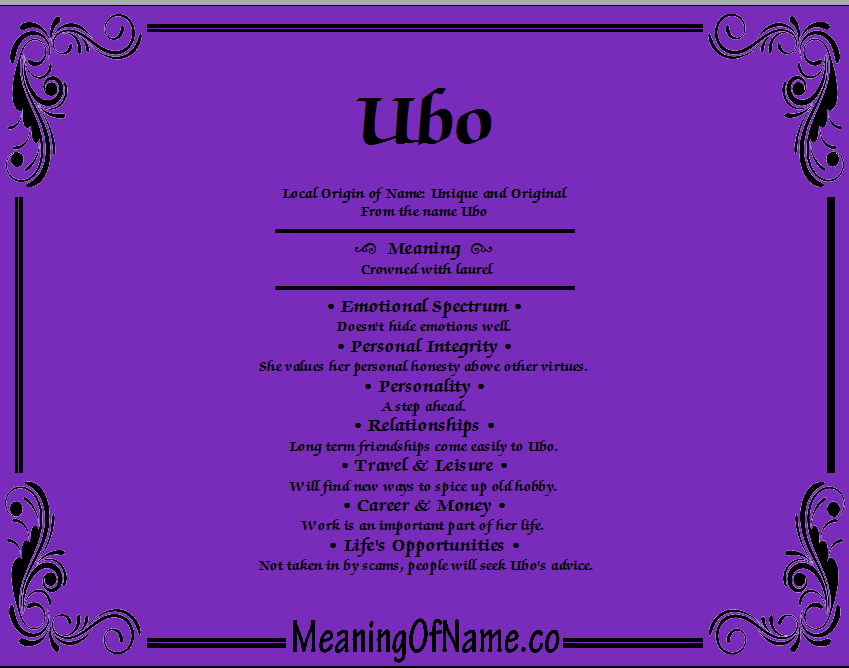 Meaning of Name Ubo