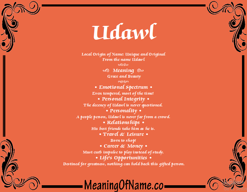 Meaning of Name Udawl