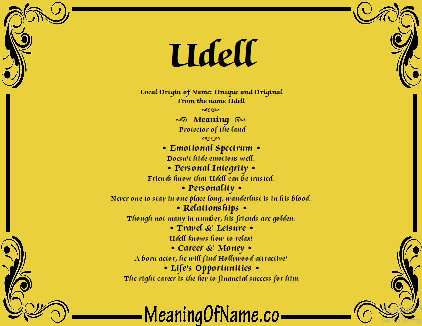 Meaning of Name Udell