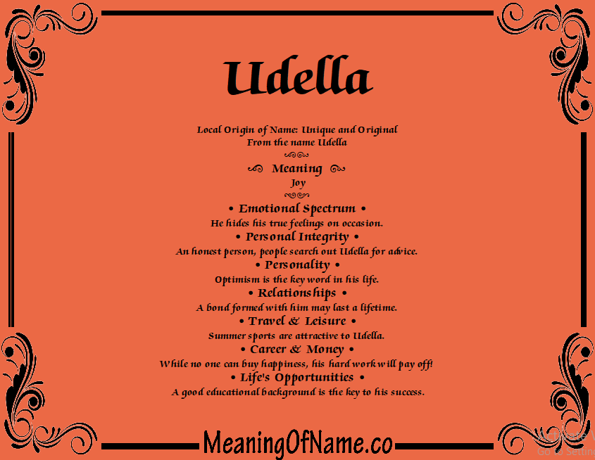 Meaning of Name Udella