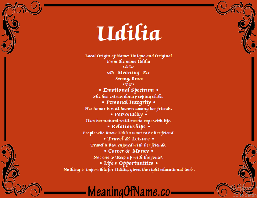 Meaning of Name Udilia