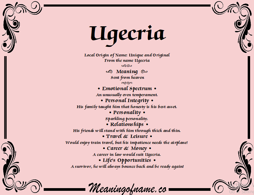 Meaning of Name Ugecria
