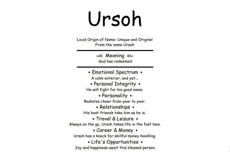 Meaning of Name Ursoh