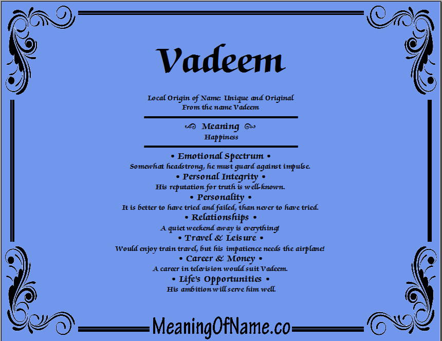 Meaning of Name Vadeem