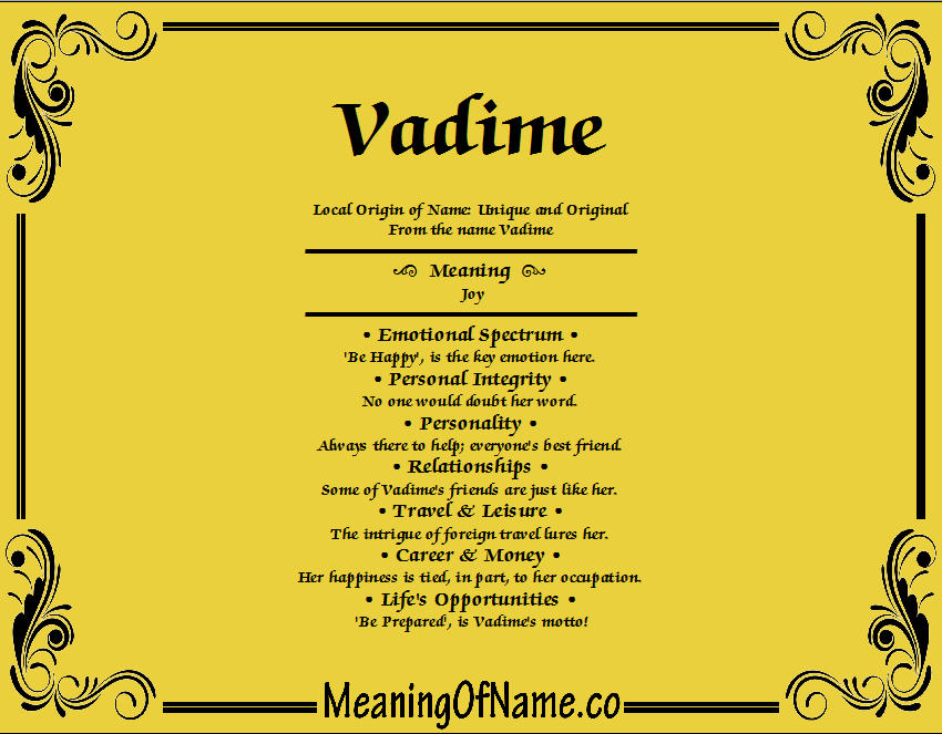 Meaning of Name Vadime