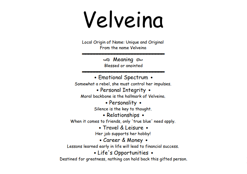 Meaning of Name Velveina