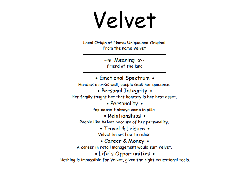 Meaning of Name Velvet