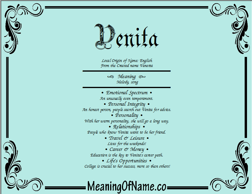 Meaning of Name Venita