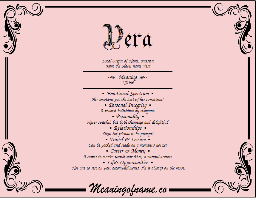 Meaning of Name Vera