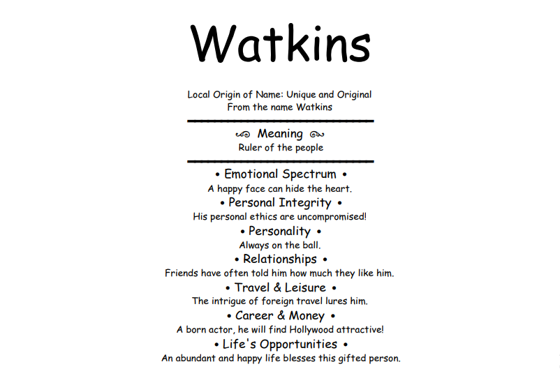 Meaning of Name Watkins
