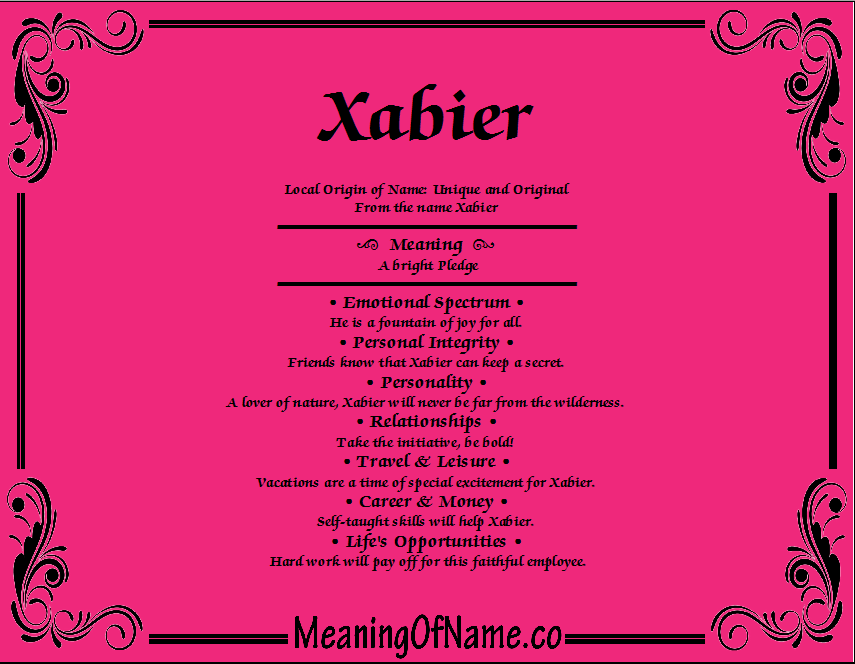 Meaning of Name Xabier