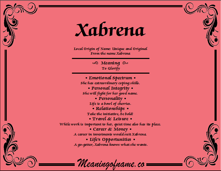 Meaning of Name Xabrena